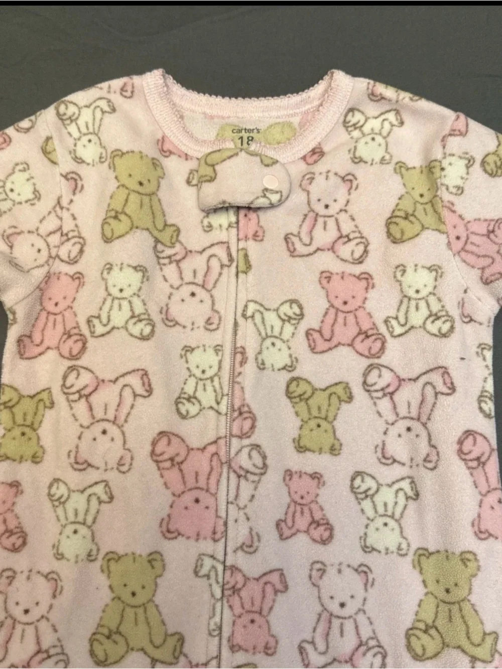 Carters Footed Pajamas Pink with Bears Size 18 Months Baby Girl